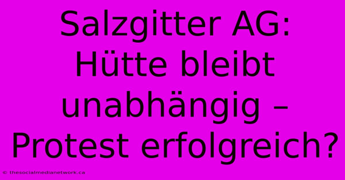 Salzgitter AG: Hütte Bleibt Unabhängig – Protest Erfolgreich?