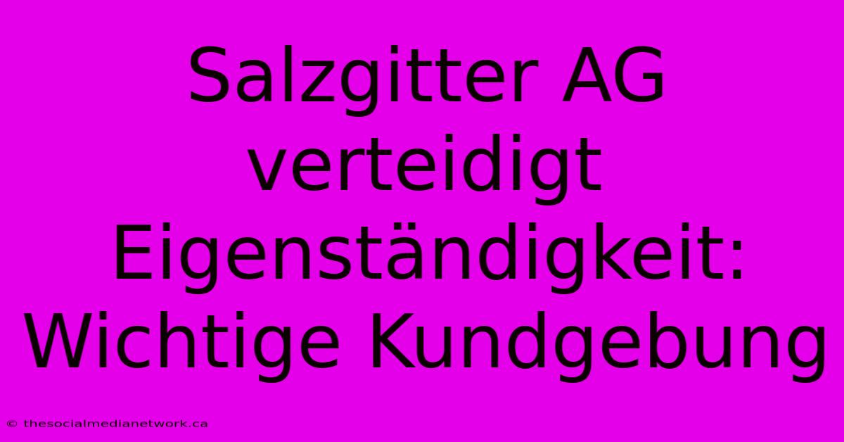 Salzgitter AG Verteidigt Eigenständigkeit:  Wichtige Kundgebung