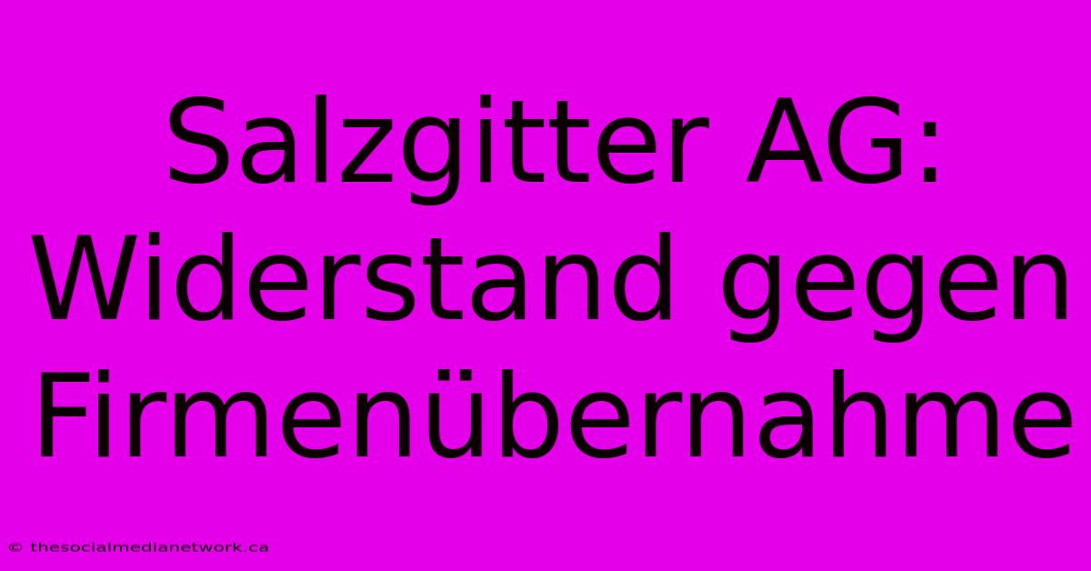 Salzgitter AG: Widerstand Gegen Firmenübernahme