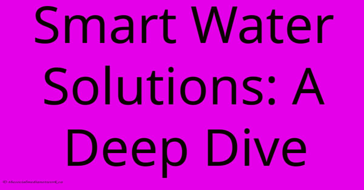 Smart Water Solutions: A Deep Dive Smart Water Solutions: A Deep Dive