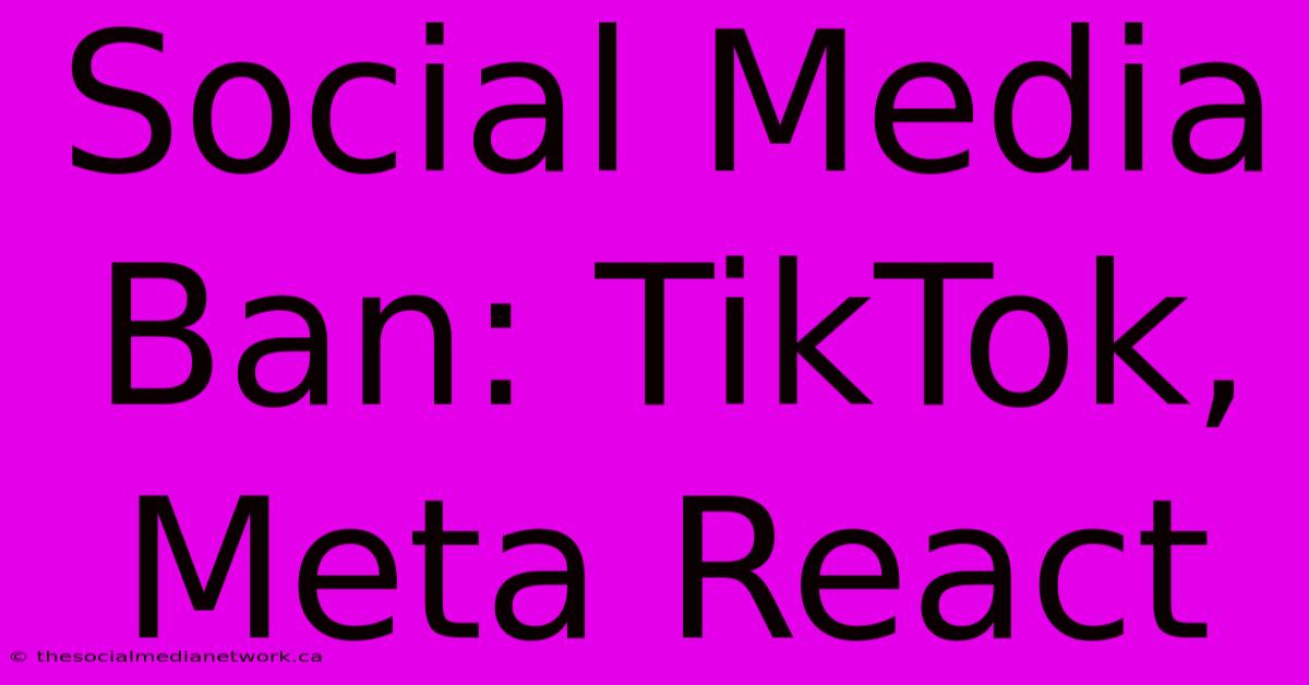 Social Media Ban: TikTok, Meta React