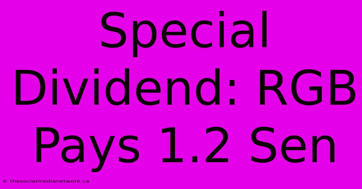 Special Dividend: RGB Pays 1.2 Sen