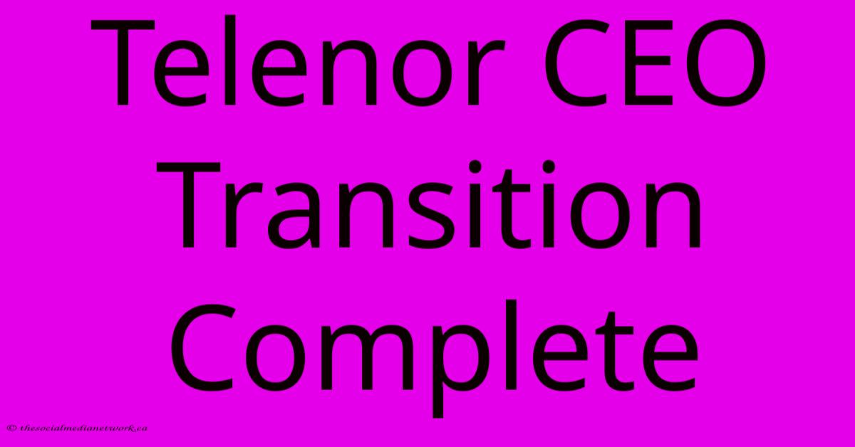 Telenor CEO Transition Complete