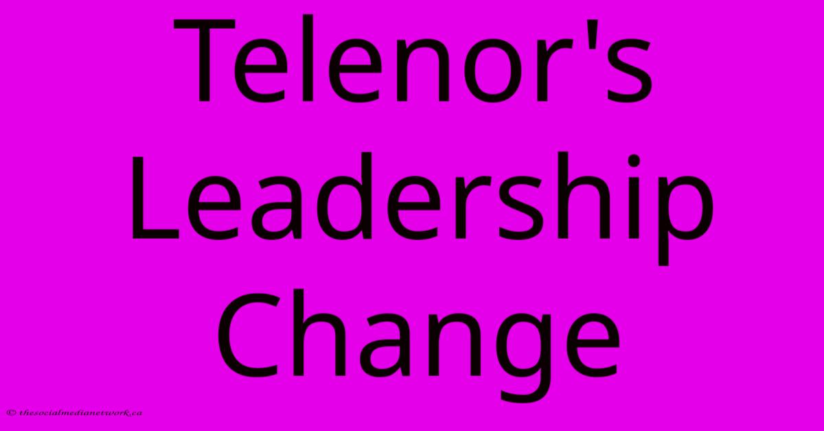 Telenor's Leadership Change