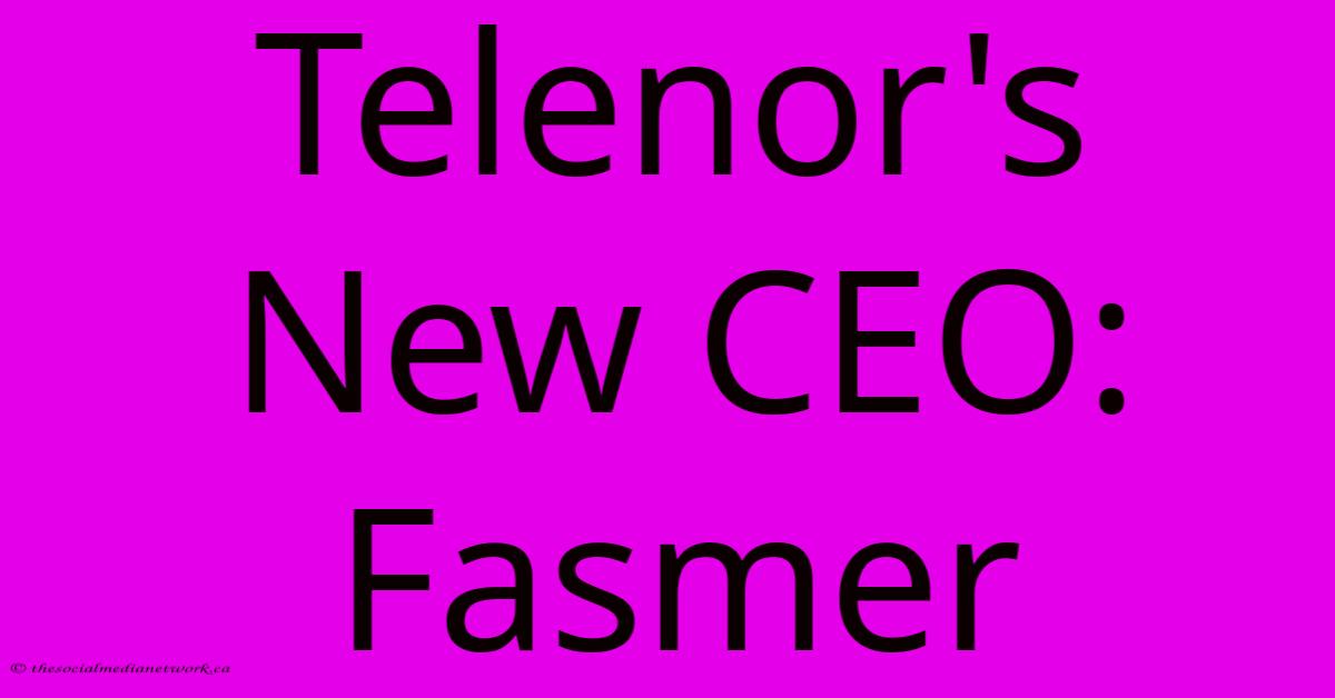 Telenor's New CEO: Fasmer