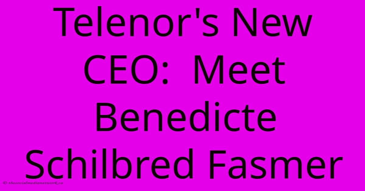 Telenor's New CEO:  Meet Benedicte Schilbred Fasmer