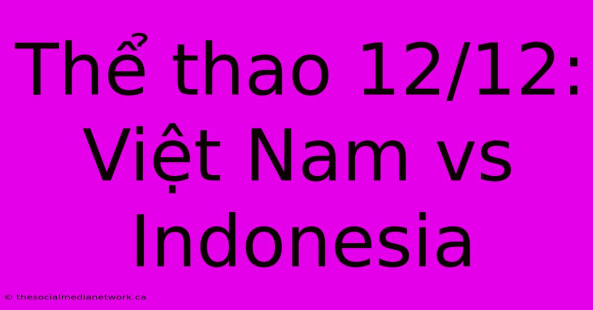 Thể Thao 12/12: Việt Nam Vs Indonesia