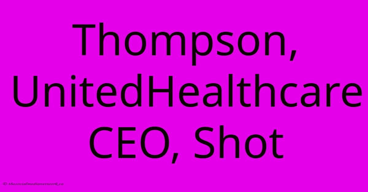 Thompson, UnitedHealthcare CEO, Shot