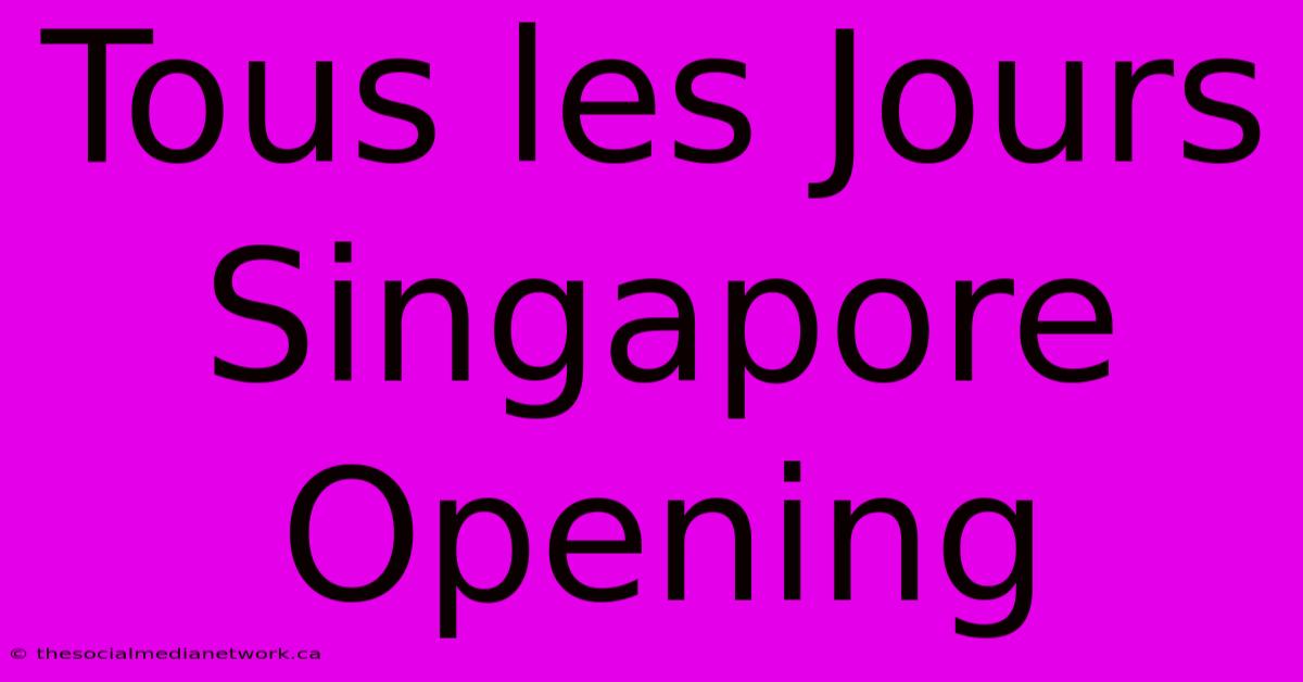 Tous Les Jours Singapore Opening