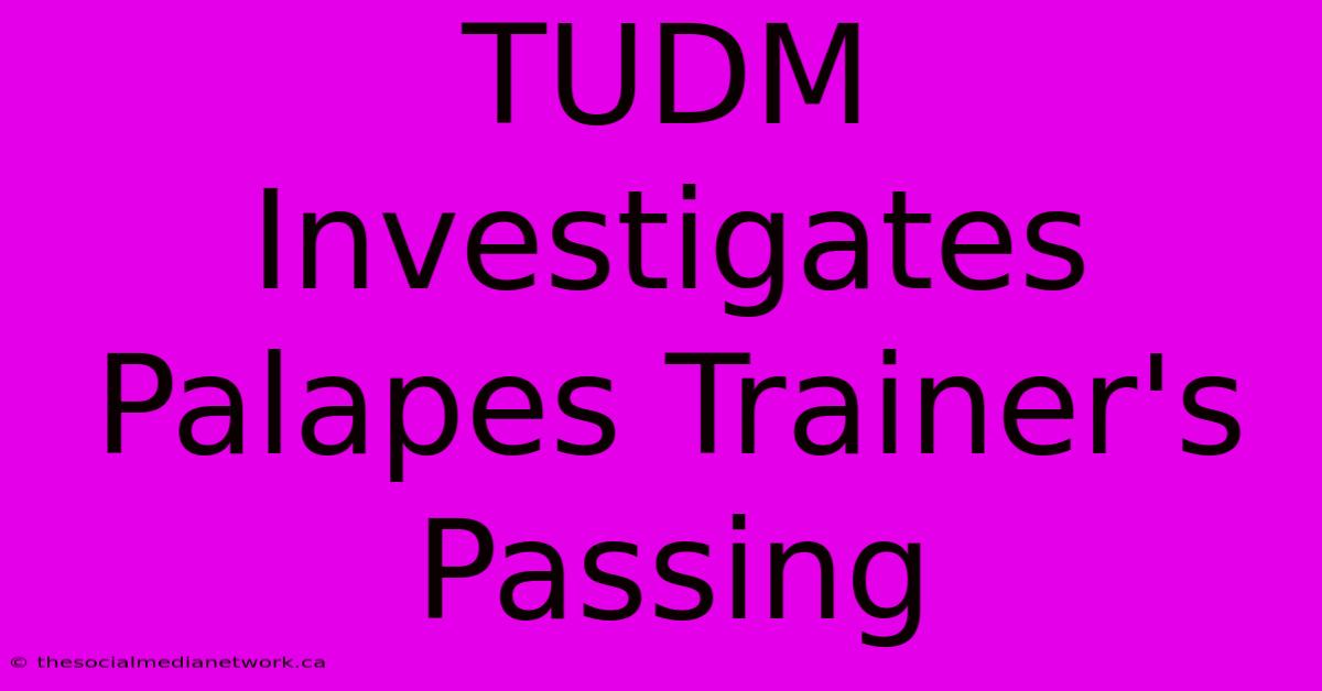 TUDM Investigates Palapes Trainer's Passing