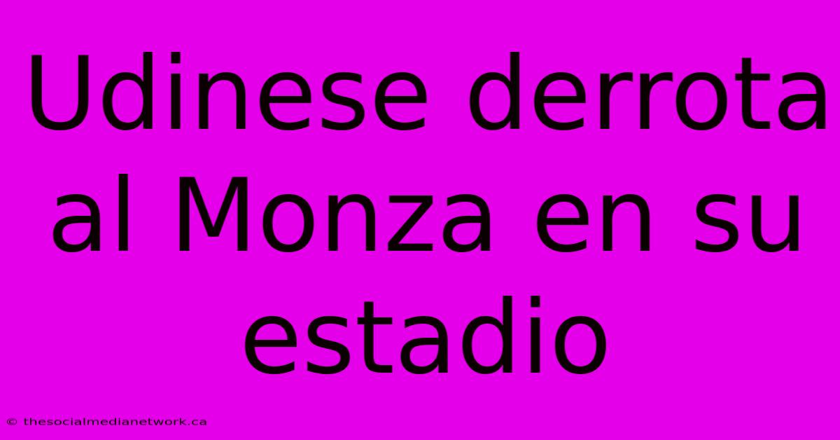 Udinese Derrota Al Monza En Su Estadio