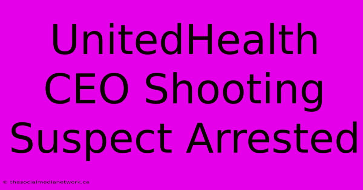 UnitedHealth CEO Shooting Suspect Arrested