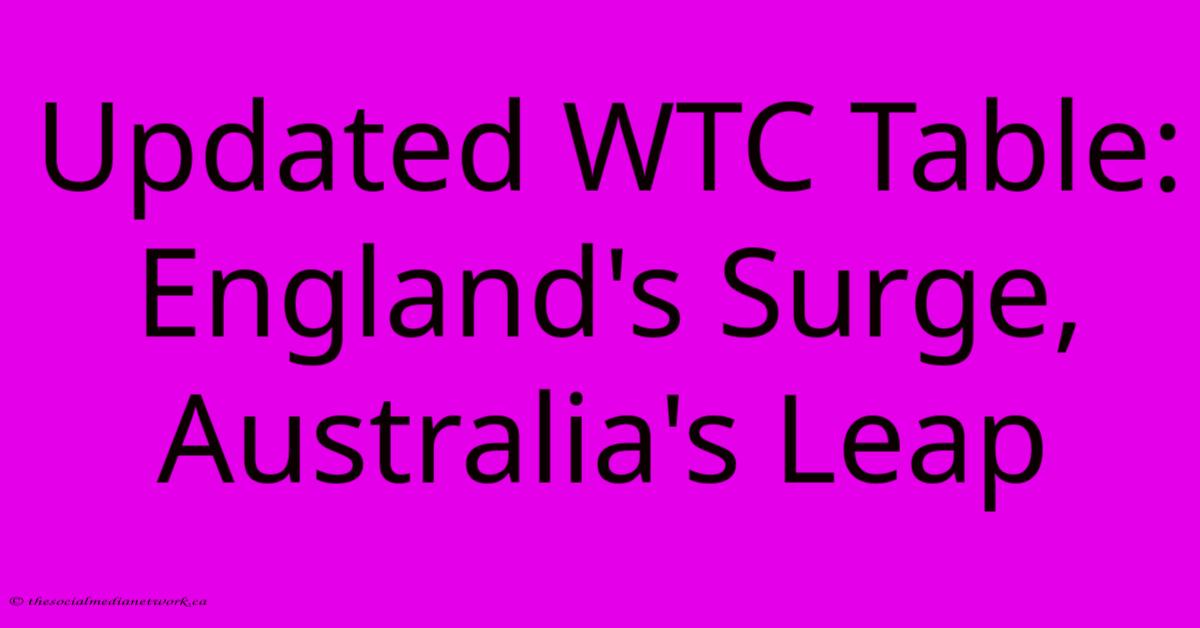Updated WTC Table: England's Surge, Australia's Leap Updated WTC Table: England's Surge, Australia's Leap