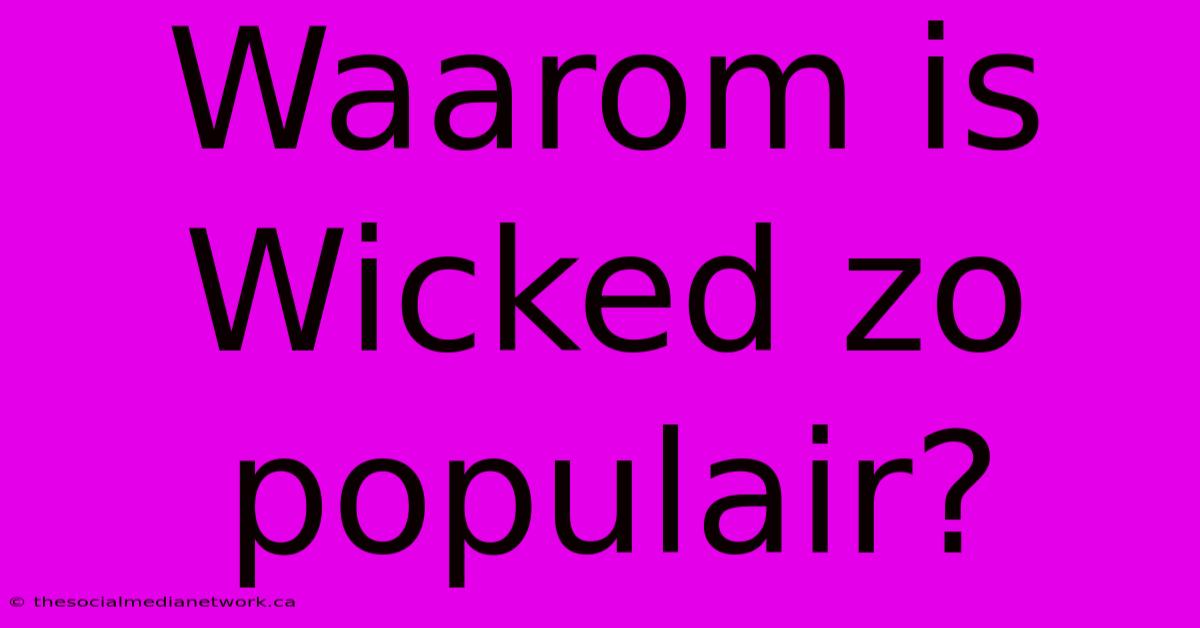 Waarom Is Wicked Zo Populair?