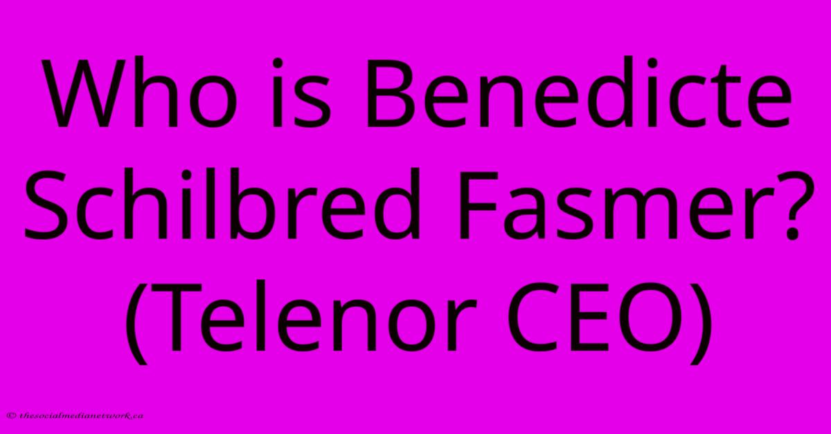 Who Is Benedicte Schilbred Fasmer? (Telenor CEO)