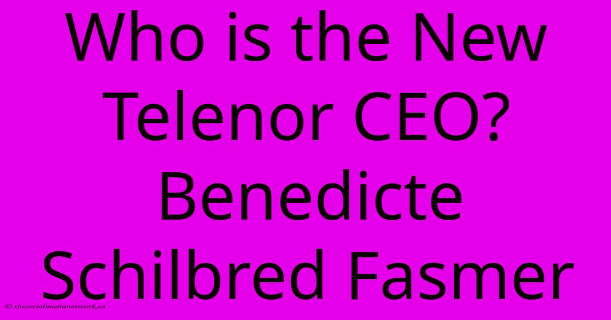 Who Is The New Telenor CEO?  Benedicte Schilbred Fasmer