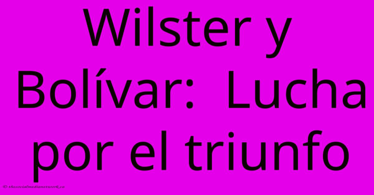 Wilster Y Bolívar: Lucha Por El Triunfo Wilster Y Bolívar: Lucha Por El Triunfo