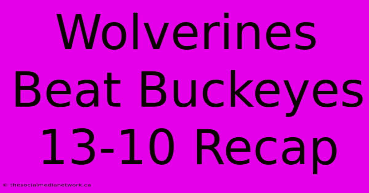 Wolverines Beat Buckeyes 13-10 Recap