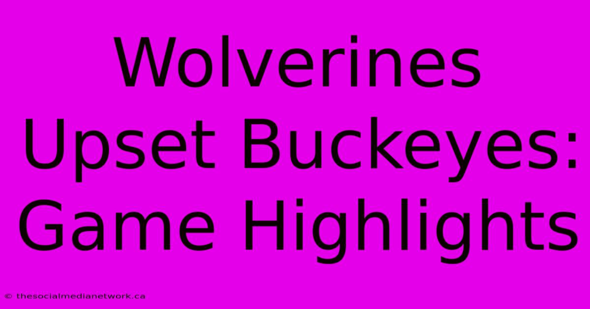 Wolverines Upset Buckeyes: Game Highlights